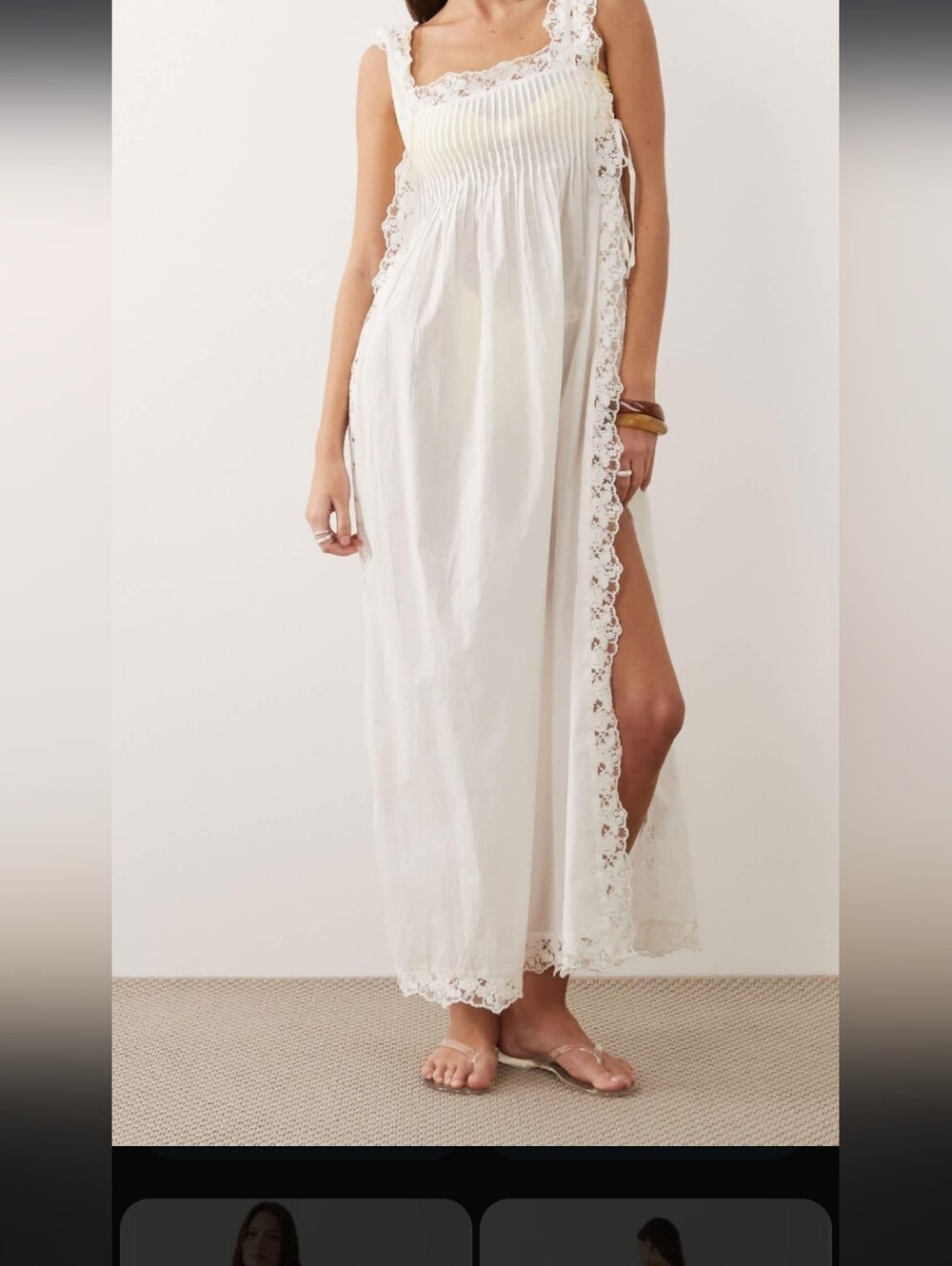 White Lace-Trim Maxi Dress
